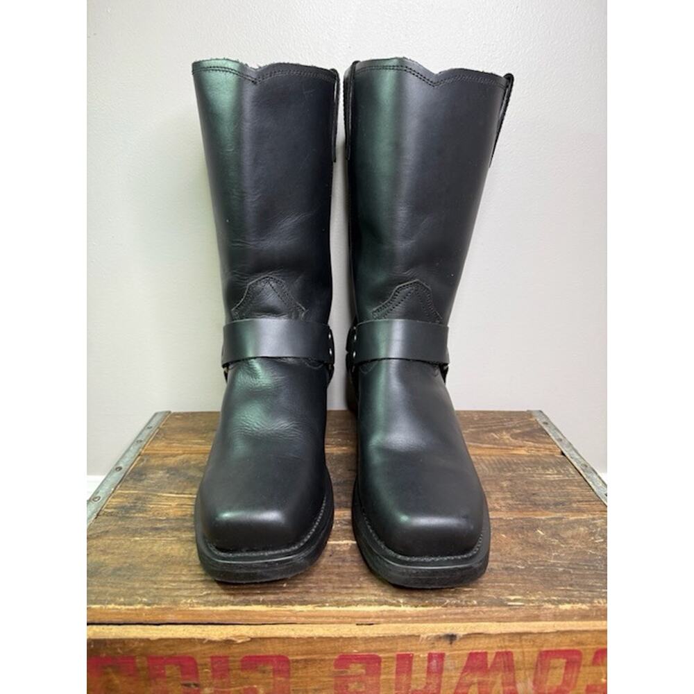 Dingo Dean Harness Square Toe Motorcycle Mens Black Casual Boots size 9.5